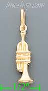 14K Gold Trumpet Italian Charm Pendant - Click Image to Close