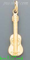 14K Gold Acoustic Guitar Italian Charm Pendant - Click Image to Close