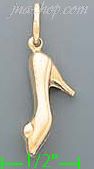 14K Gold Hight Heel Shoe Italian Charm Pendant - Click Image to Close