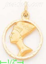 14K Gold Egyptian Nefertiti Italian Charm Pendant - Click Image to Close