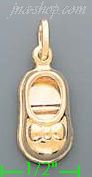 14K Gold Baby Shoe Italian Charm Pendant - Click Image to Close