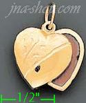 14K Gold Heart Locket Italian Locket Charm Pendant - Click Image to Close