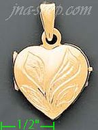 14K Gold Heart Locket Italian Locket Charm Pendant - Click Image to Close