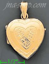 14K Gold Heart Locket Italian Locket Charm Pendant - Click Image to Close