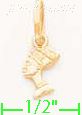 14K Gold Egyptian Nefertiti Italian Charm Pendant - Click Image to Close