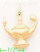 14K Gold Magic Lamp Italian Charm Pendant - Click Image to Close