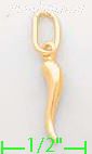 14K Gold Lucky Horn Italian Charm Pendant - Click Image to Close