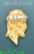 14K Gold Jesus Christ w/CZ Crown Charm Pendant - Click Image to Close