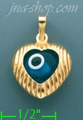 14K Gold Evil Eye Heart Charm Pendant - Click Image to Close