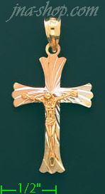 14K Gold Cross Crucifix Charm Pendant - Click Image to Close