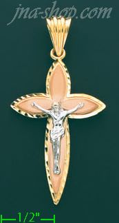 14K Gold Cross Crucifix Charm Pendant - Click Image to Close