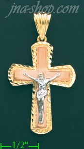 14K Gold Cross Crucifix Charm Pendant - Click Image to Close