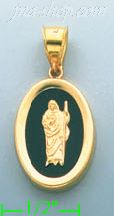 14K Gold Saint Jude Onyx Charm Pendant - Click Image to Close