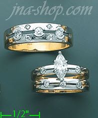 14K Gold CZ Wedding Set Rings - Click Image to Close