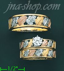 14K Gold CZ Wedding Set Rings - Click Image to Close