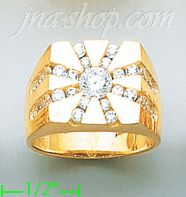 14K Gold High Polished Men's CZ Ring - Click Image to Close