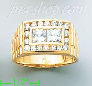 14K Gold High Polished Men's CZ Ring - Click Image to Close