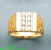 14K Gold High Polished Men's CZ Ring - Click Image to Close