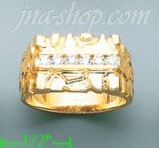 14K Gold High Polished Men's CZ Ring - Click Image to Close