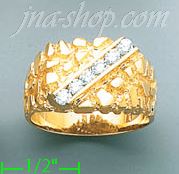 14K Gold High Polished Men's CZ Ring - Click Image to Close