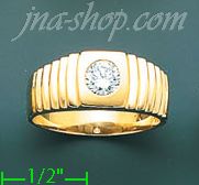 14K Gold High Polished Men's CZ Ring - Click Image to Close