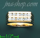 14K Gold High Polished Men's CZ Ring - Click Image to Close