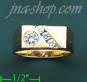 14K Gold High Polished Men's CZ Ring - Click Image to Close