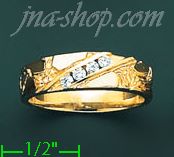 14K Gold High Polished Men's CZ Ring - Click Image to Close