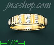 14K Gold High Polished Men's CZ Ring - Click Image to Close