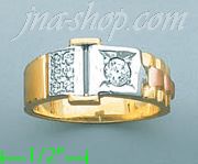 14K Gold CZ Couple's Ring - Click Image to Close