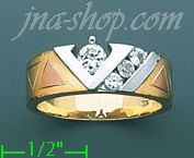 14K Gold CZ Couple's Ring - Click Image to Close