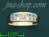 14K Gold CZ Couple's Ring - Click Image to Close