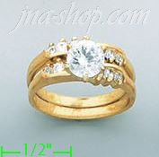 14K Gold High Polished Ladies' CZ Ring - Click Image to Close