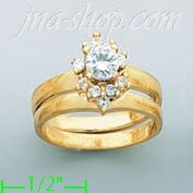 14K Gold High Polished Ladies' CZ Ring - Click Image to Close