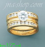14K Gold High Polished Ladies' CZ Ring - Click Image to Close