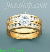 14K Gold High Polished Ladies' CZ Ring - Click Image to Close