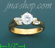 14K Gold High Polished Ladies' CZ Ring - Click Image to Close