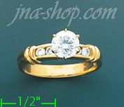 14K Gold High Polished Ladies' CZ Ring - Click Image to Close