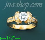 14K Gold High Polished Ladies' CZ Ring - Click Image to Close