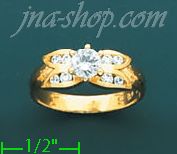 14K Gold High Polished Ladies' CZ Ring - Click Image to Close