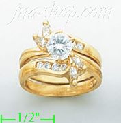 14K Gold High Polished Ladies' CZ Ring - Click Image to Close