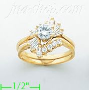 14K Gold High Polished Ladies' CZ Ring - Click Image to Close