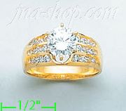 14K Gold High Polished Ladies' CZ Ring - Click Image to Close