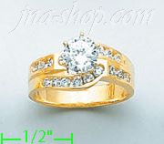 14K Gold High Polished Ladies' CZ Ring - Click Image to Close