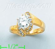 14K Gold High Polished Ladies' CZ Ring - Click Image to Close