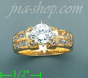 14K Gold High Polished Ladies' CZ Ring - Click Image to Close