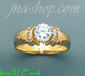 14K Gold High Polished Ladies' CZ Ring - Click Image to Close