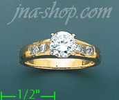 14K Gold High Polished Ladies' CZ Ring - Click Image to Close