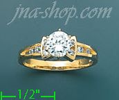 14K Gold High Polished Ladies' CZ Ring - Click Image to Close