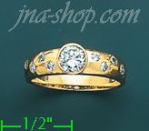 14K Gold High Polished Ladies' CZ Ring - Click Image to Close